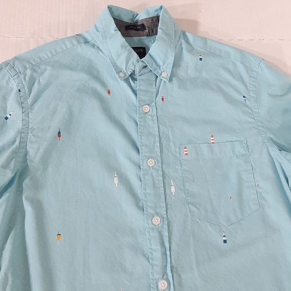 J Crew Nautical Fishing Bobber Print Slim Long Sleeve Shirt - Picture 3 of 5